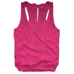 Hollister Pink Floral Racerback Bow Tank Top | Size Medium